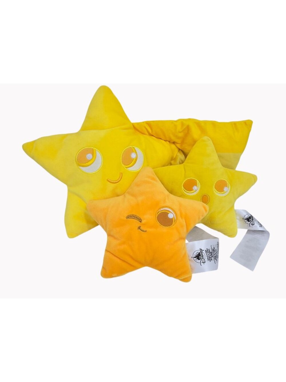 Disney Pixar Pier Plush Star Set 3 Pc Yellow Orange Star Soft Polyester